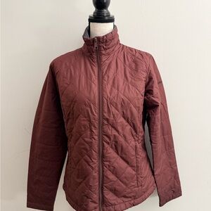 Burgundy Quilted Puffer Jacket with insulation